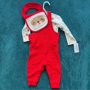 NWT Holiday Outfit with matching Santa bib